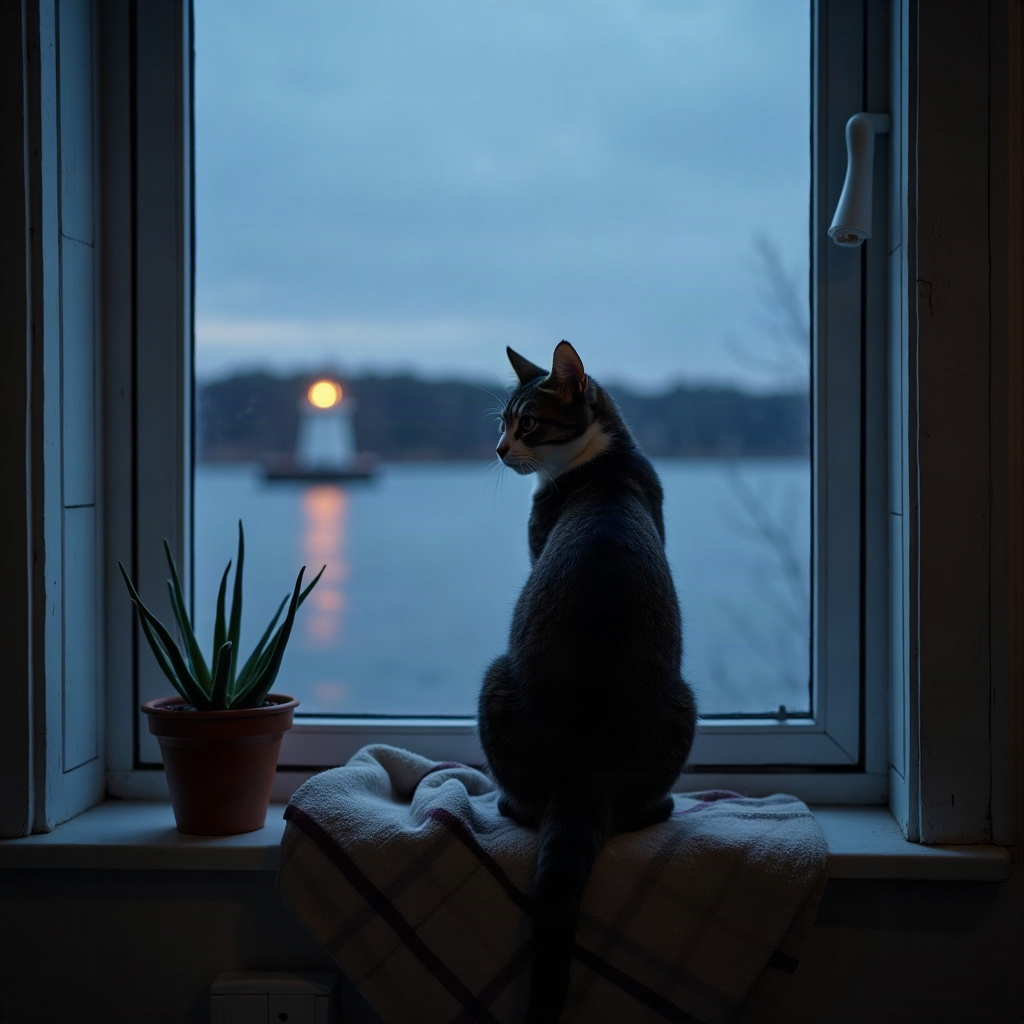 Одиннадцать лет кошка каждый вечер поднималась со смотрителем на маяк 🐈 А когда маяк перевели на автомат и их увезли в посёлок за губу, она нашла себе новый пост